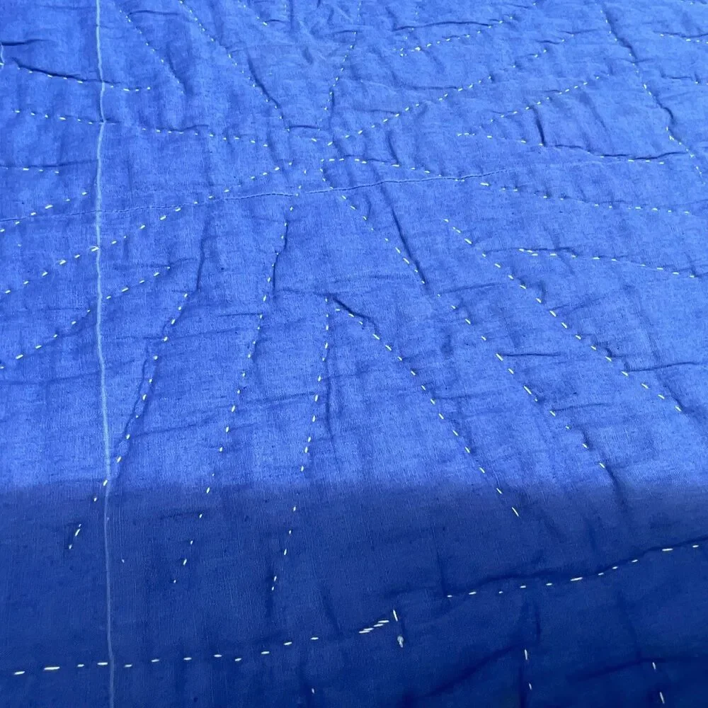Vintage QUILT  Spider Web Octagon Blocks Boho Prints van life Hand Stitch 82x 65